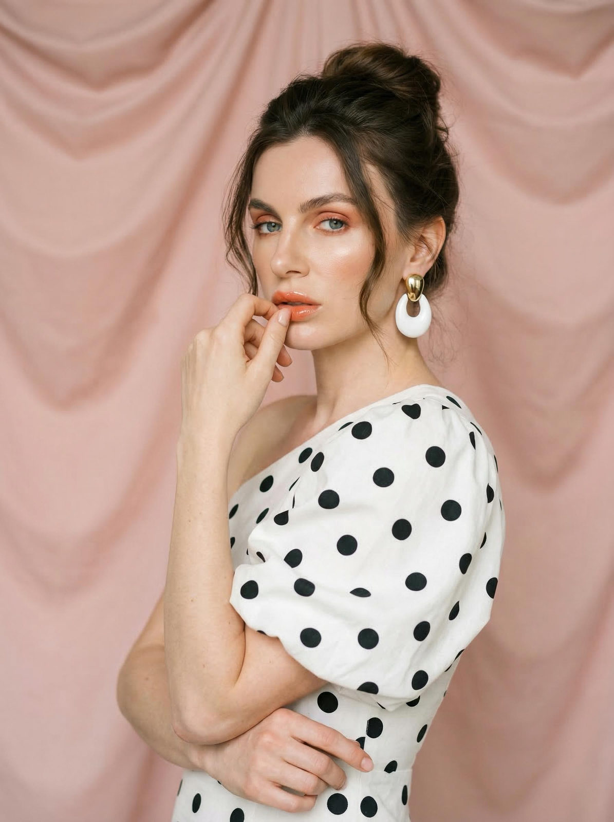 Realistic Studio Fashion Portrait Blush Pink