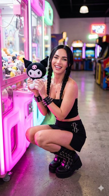 Neon Arcade Crouching Kuromi Plushie Platform Boots