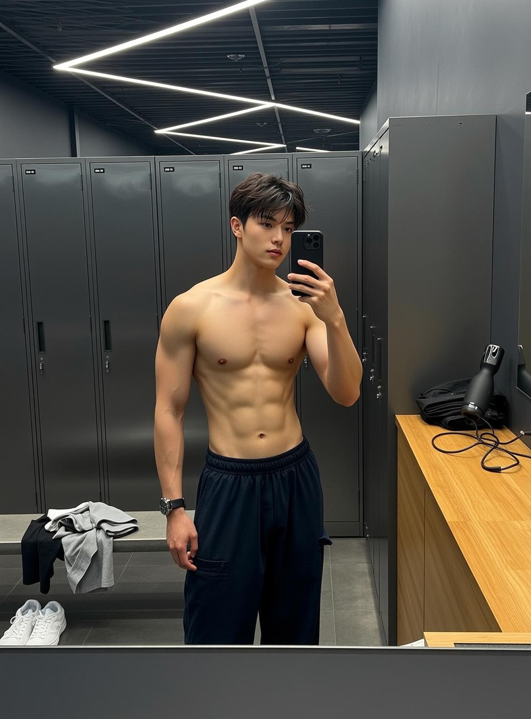 Young Defined Abs Dark Brown Short Styled reference photo