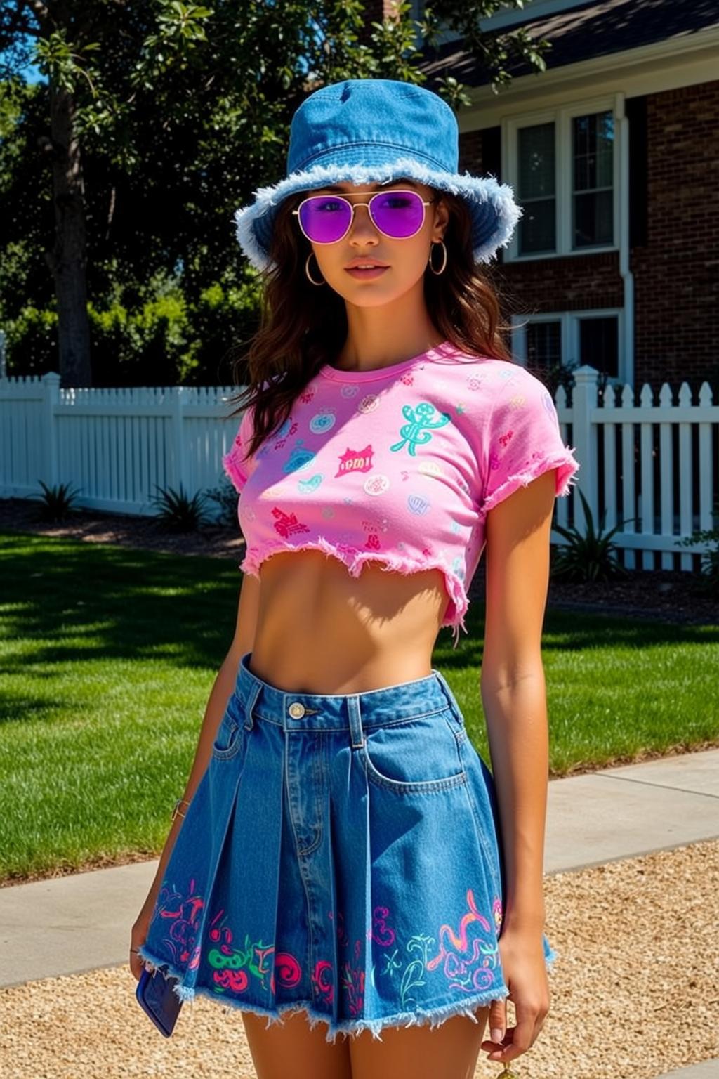 Pink Tee Embroidered Skirt Yard reference photo