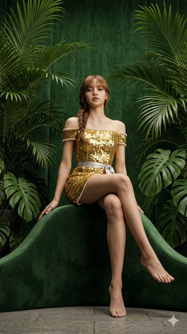 Lalisa Tropical Chaise Lounge Sequin Dress Cinematic Light