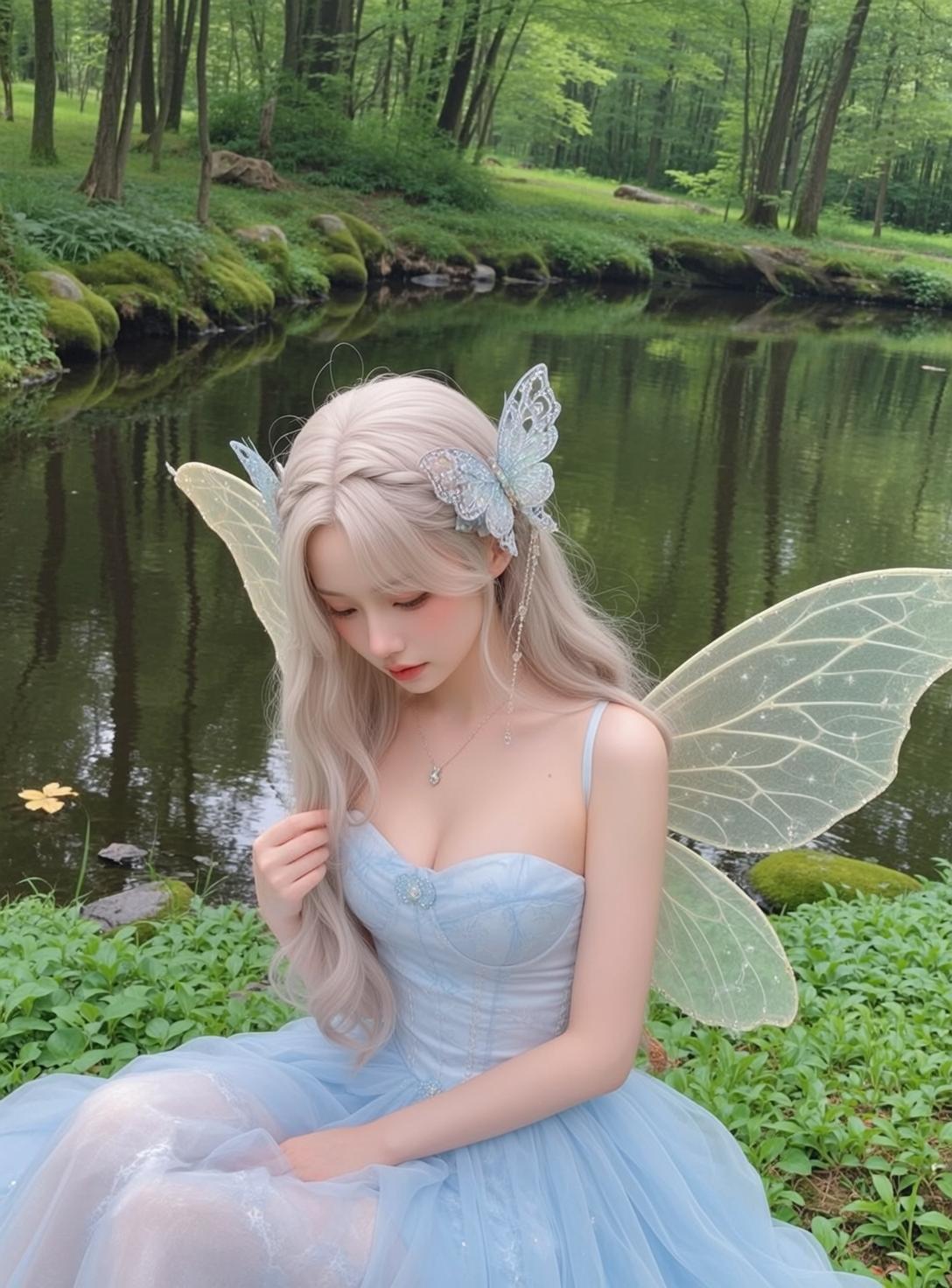 Fairycore Young Long Wavy Blonde Braided Fair reference photo