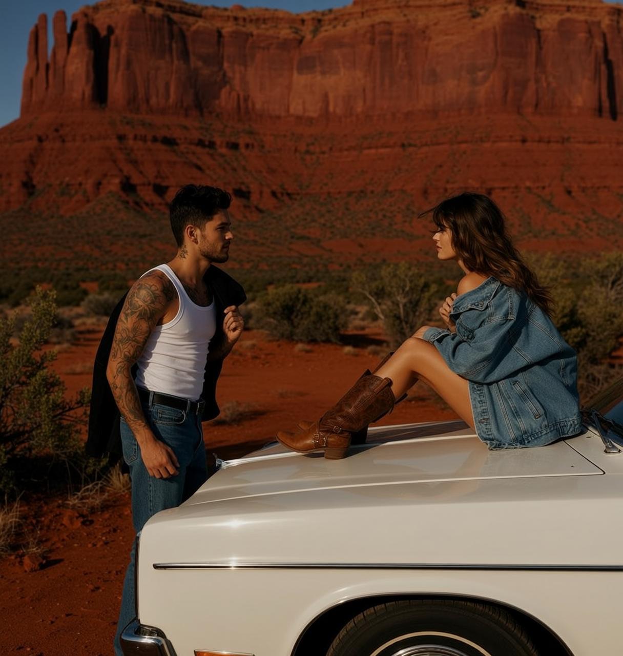 Desert Car Hood Couple reference photo