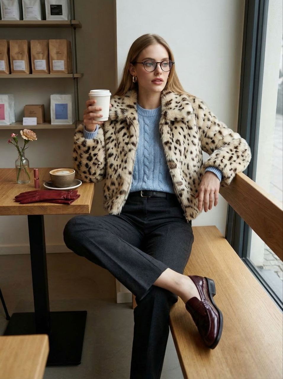 Coffee Shop Minimalist Bench Leg Cross Cup