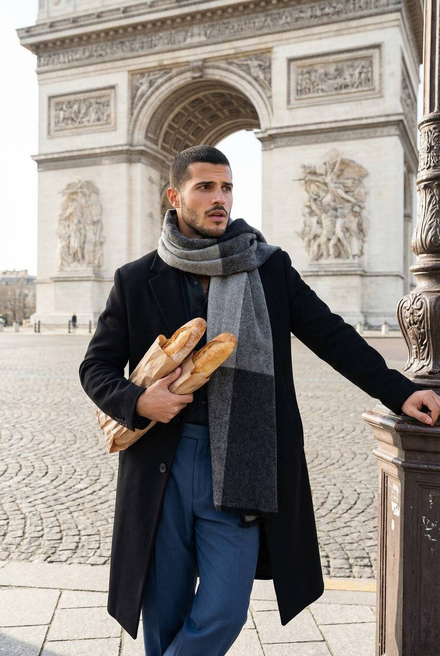 Paris Street Fashion Portrait Baguettes