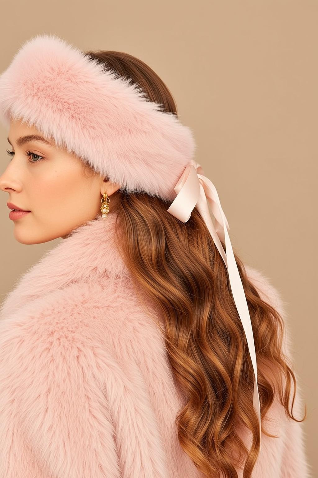 Pink Faux Fur Beige Studio reference photo