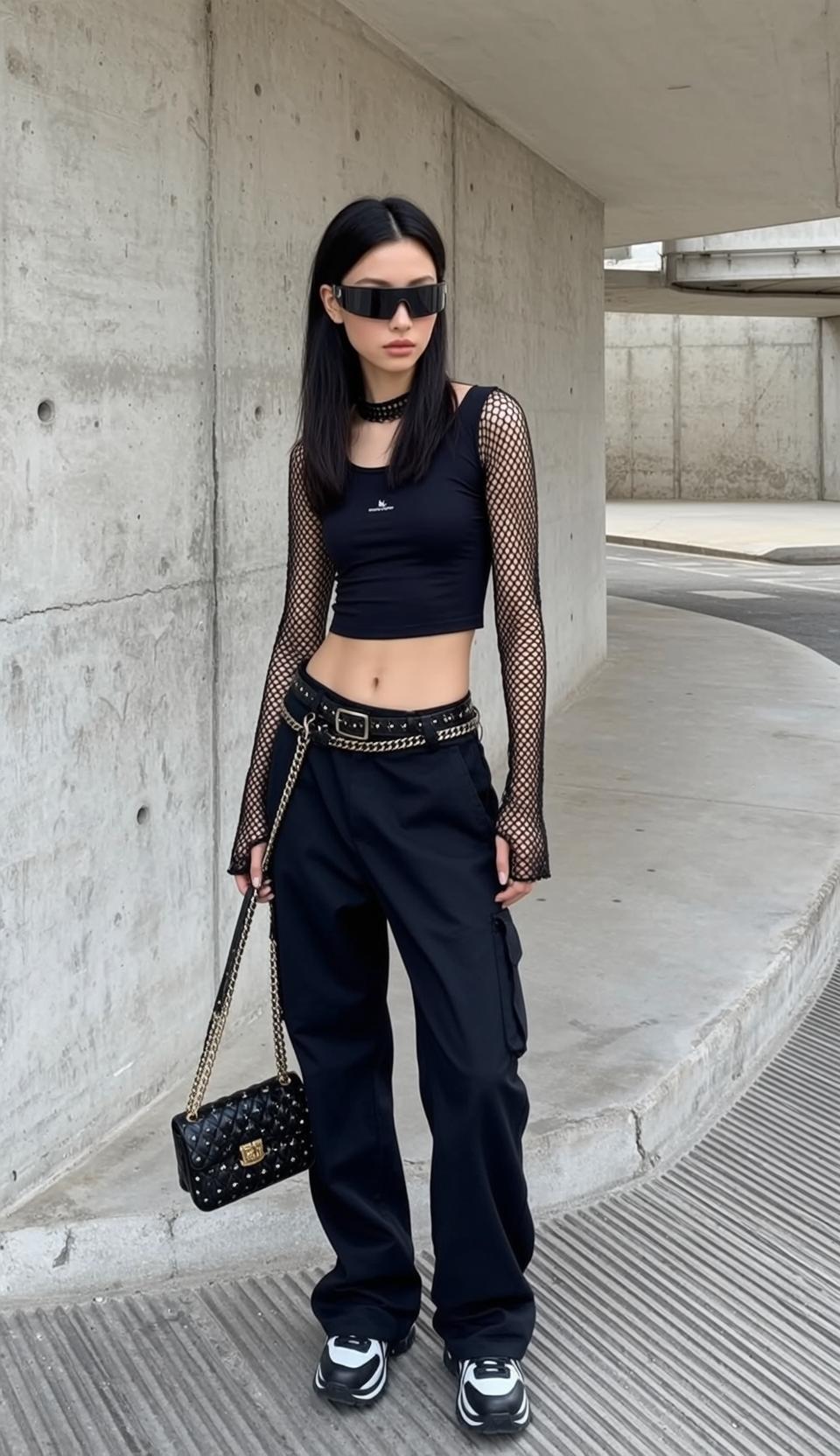 Skater Young Long Black Hair Pale Skin reference photo