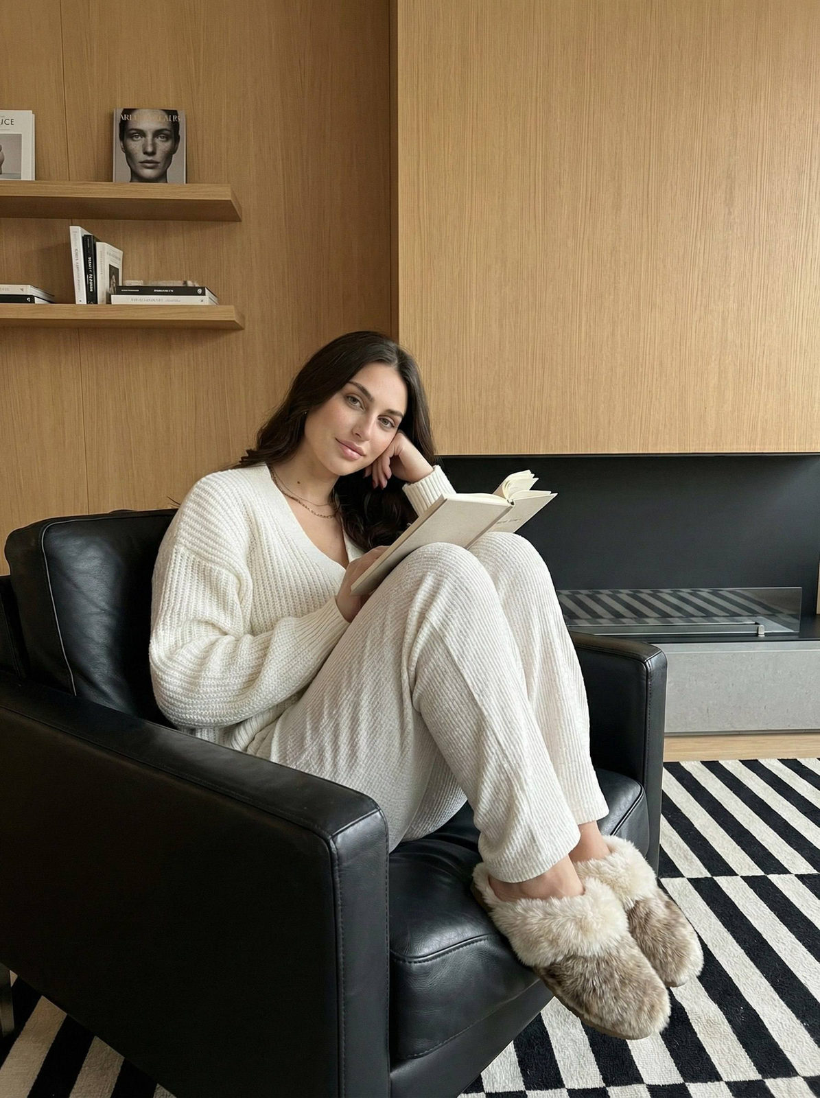 Realistic Woman Cozy Interior Book Iphone 15