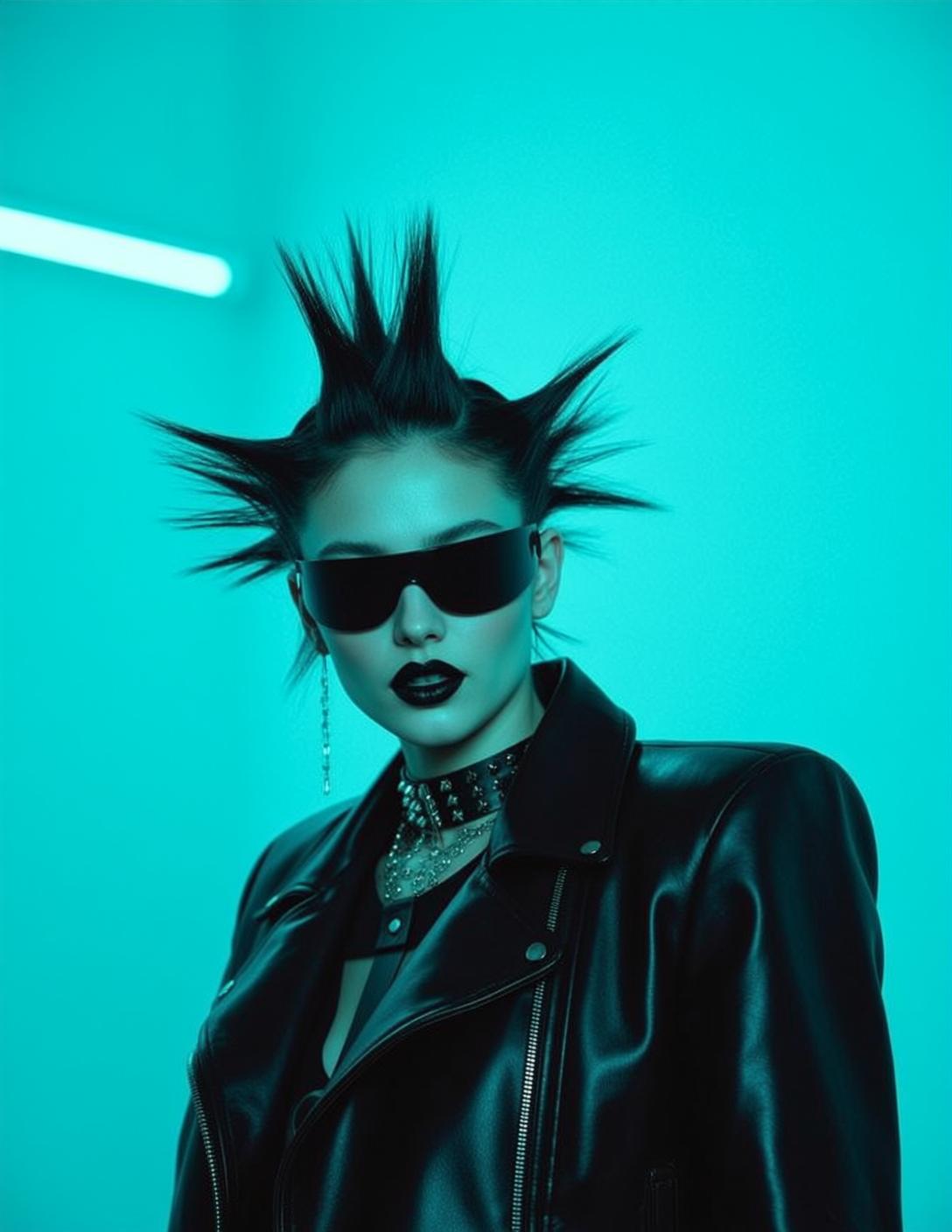 Teal Background Mohawk Portrait reference photo