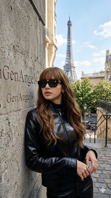 Parisian Cobblestone Street Leather Jacket Eiffel Tower