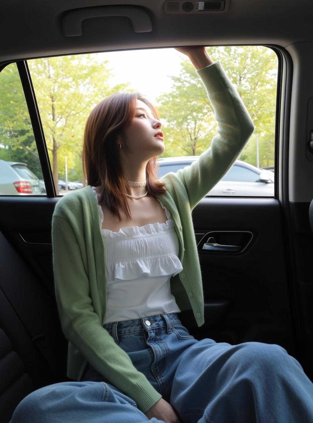 Car Window Green Cardigan Moment reference photo