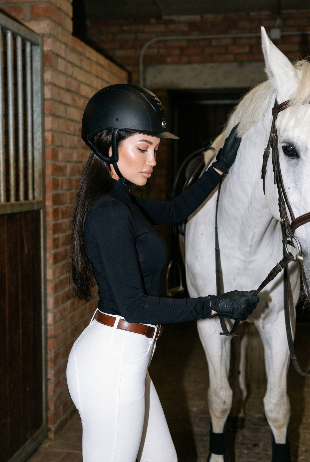 Woman Horse Stable Editorial Realism