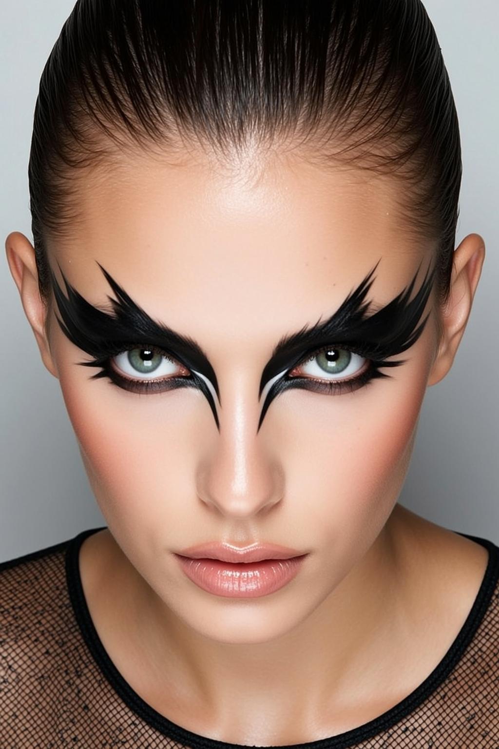 Halloween Makeup Young Pulled Back Wet Dark reference photo