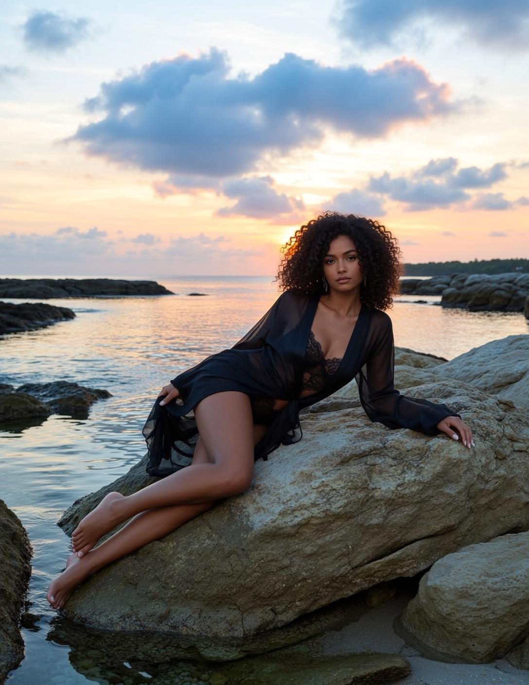 Black Lace Rocky Beach Sunset reference photo