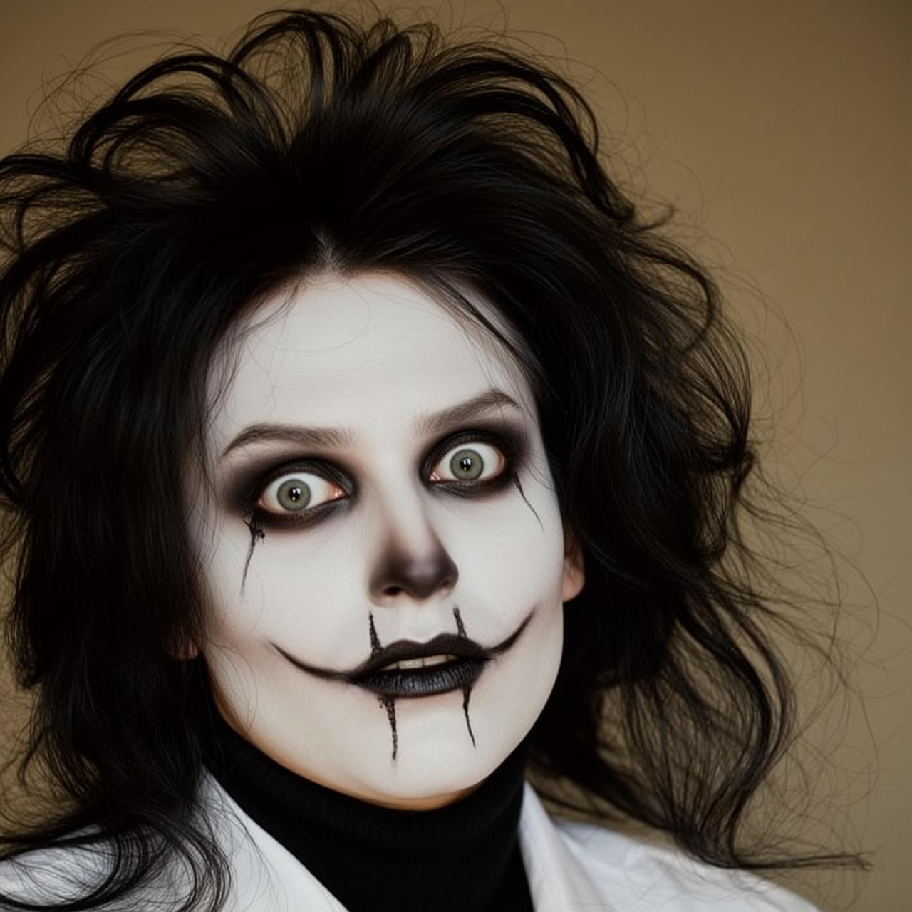 Halloween Makeup Young Long Messy Black Hair reference photo