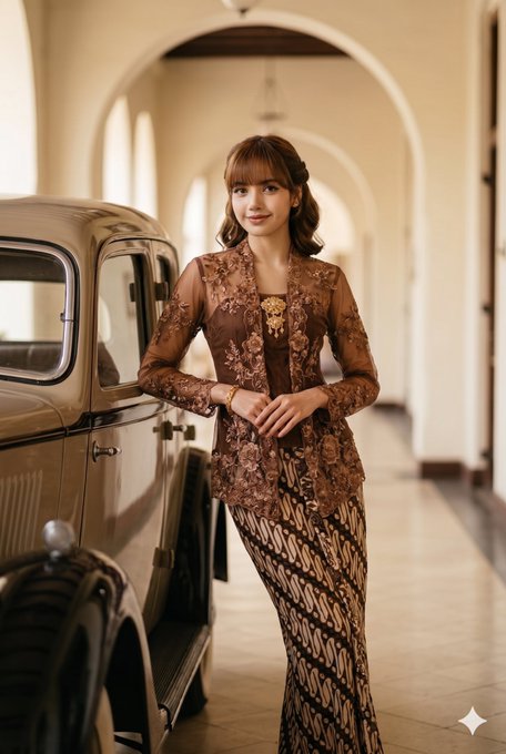 Vintage Car Arched Hallway Kebaya Sarong