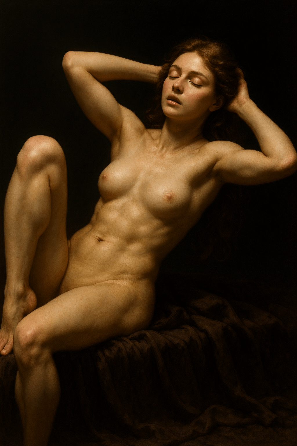 A sepia-toned image of a reclined person showcasing detailed fabric texture and natural light.