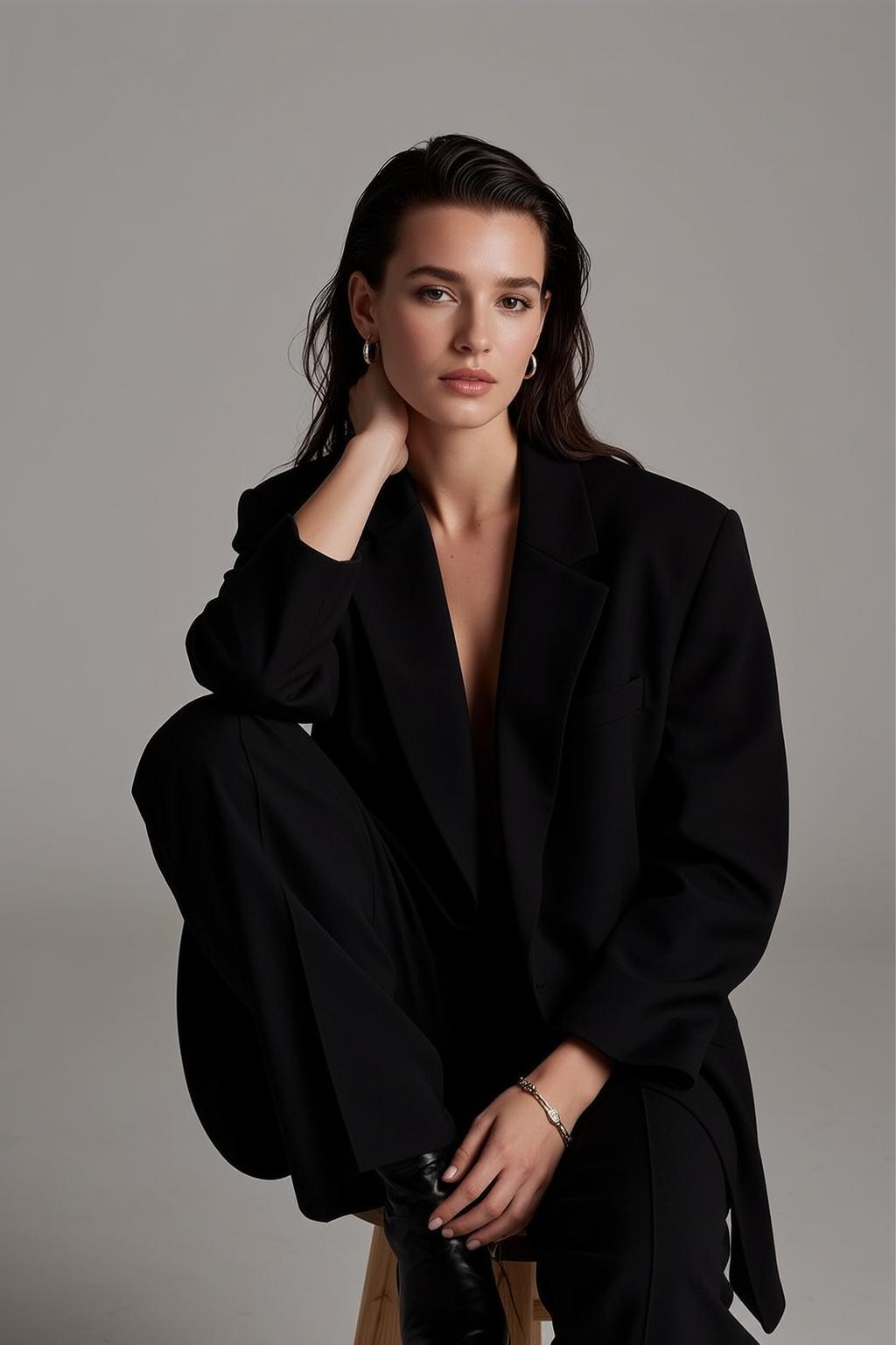Luxury Young Dark Brown Wet Shoulder Length reference photo