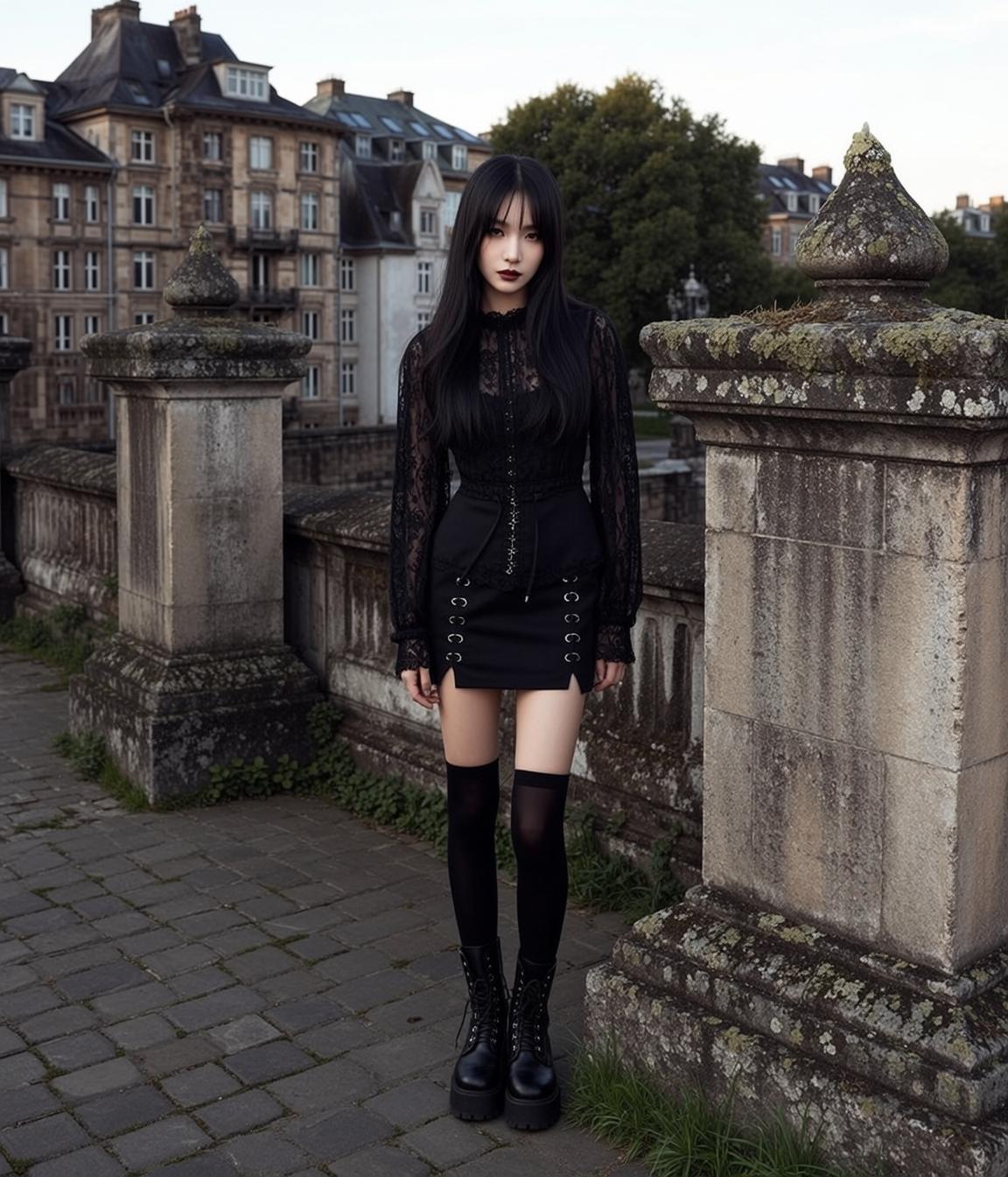 Combat Boots Slit Skirt reference photo