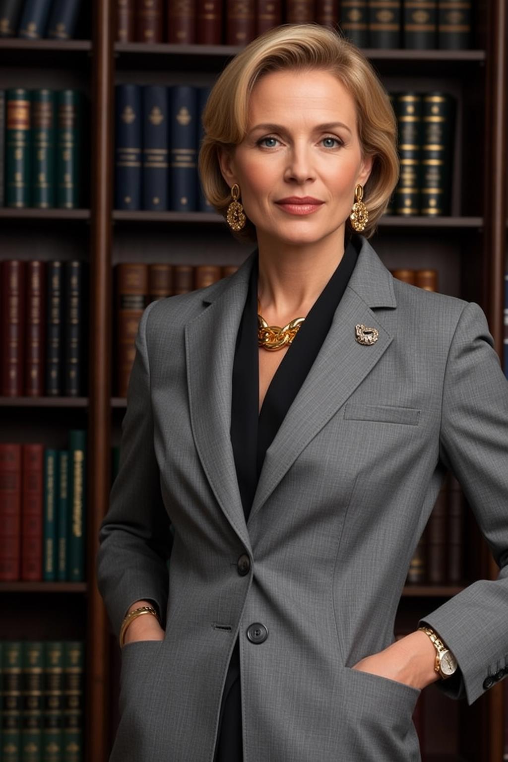 Luxury Middle-aged Short Blonde Bob Fair Black reference photo