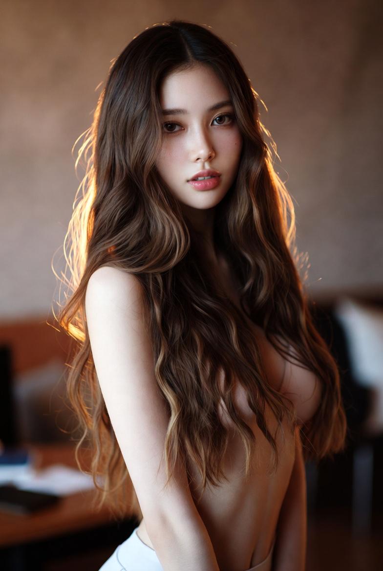 Golden Hour Portrait Fair Skin Wavy Hair