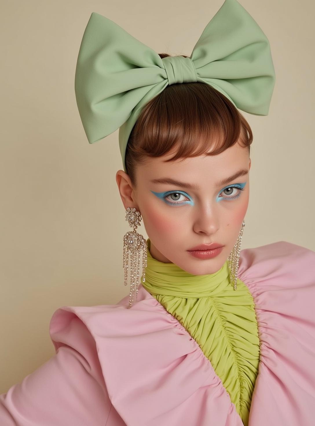 Pink Dress Green Bow reference photo
