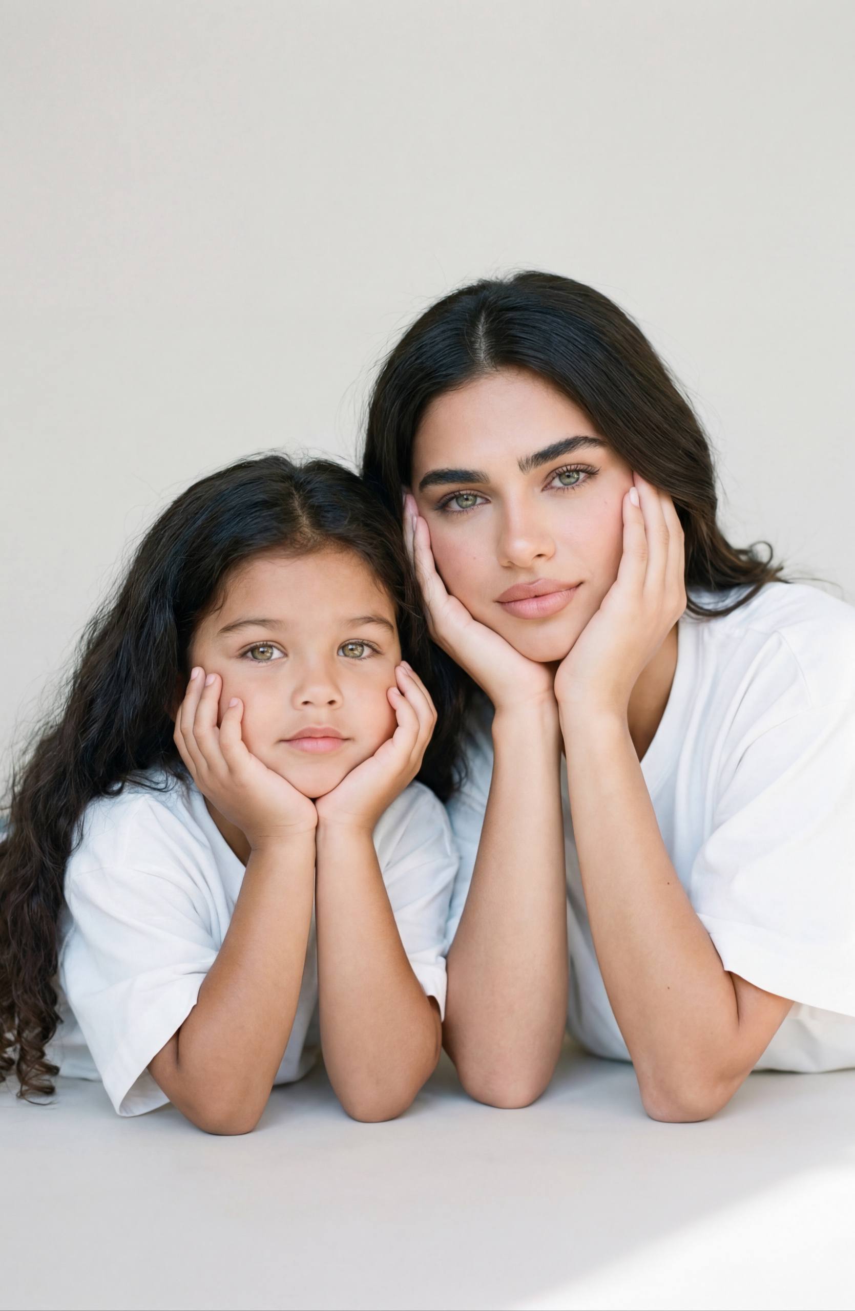 Realistic Mother Daughter Studio Portrait 3 4