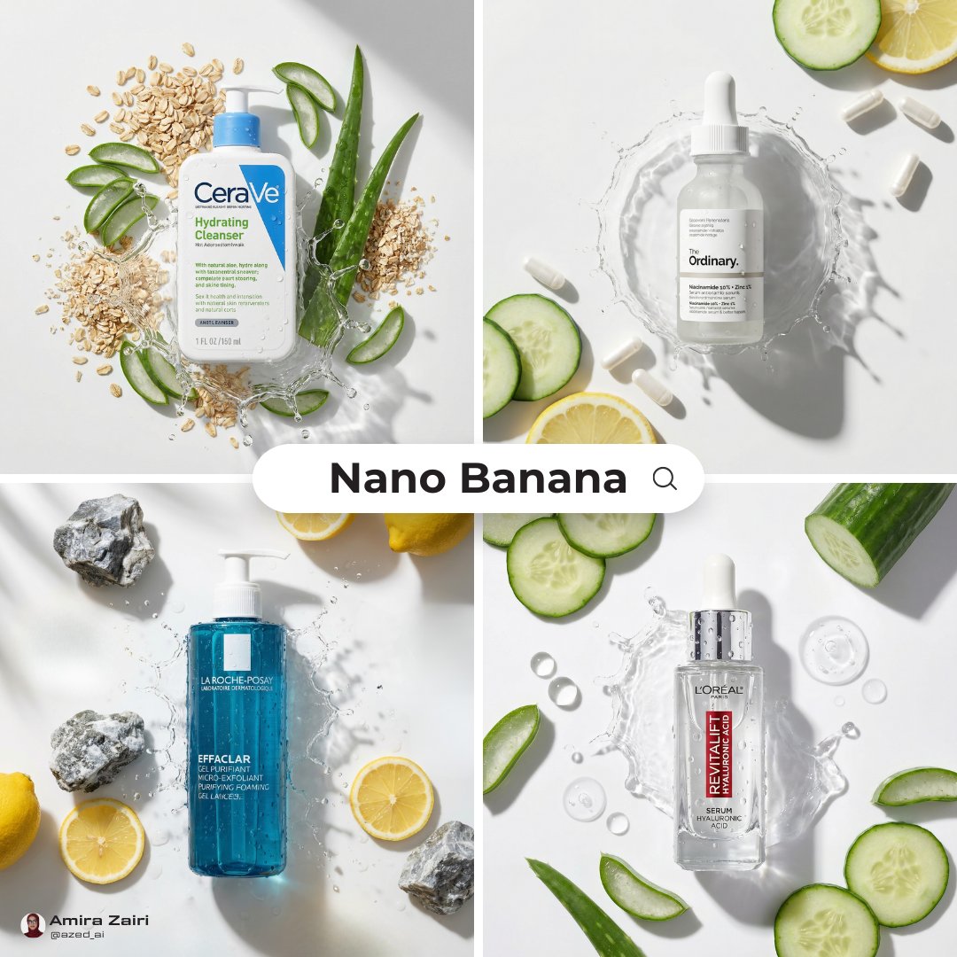 Realistic Skincare Ingredients Flat Lay