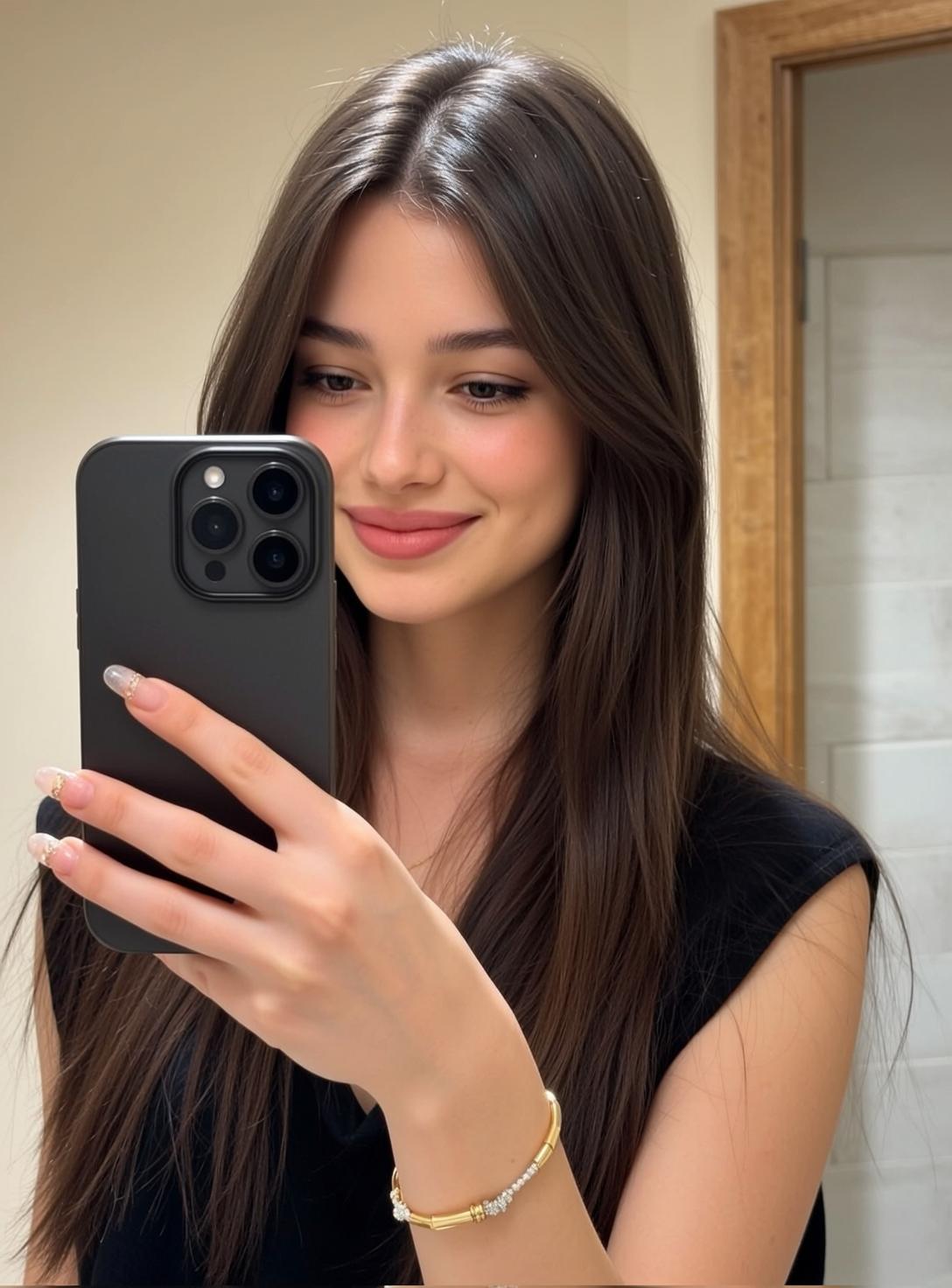 Mirror Selfie Black Tank reference photo