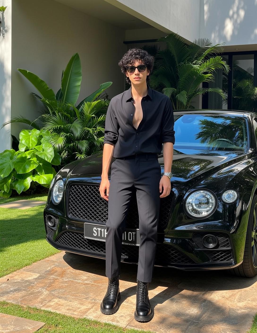 Young Curly Black Hair Tan Skin Unbuttoned reference photo