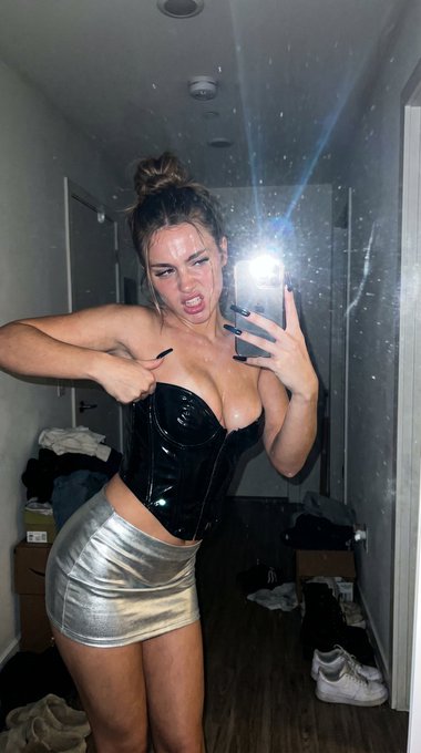 Silver Skirt Patent Corset Mirror Selfie Bright Glare