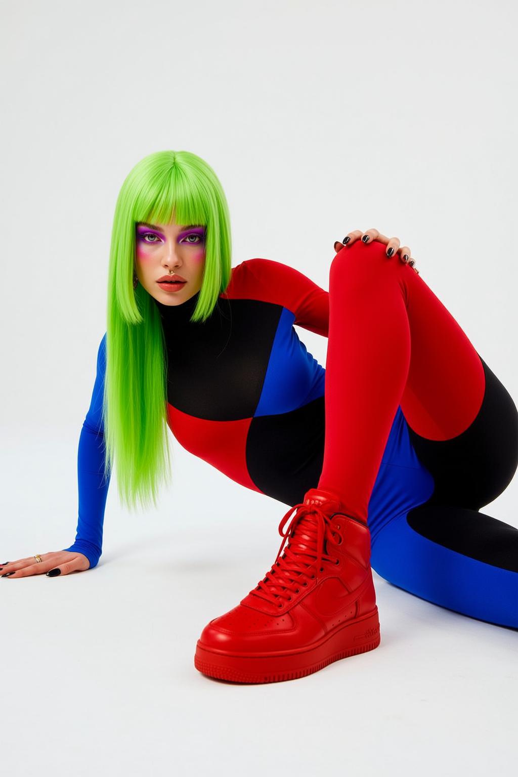 Patchwork Bodysuit Floor Pose reference photo
