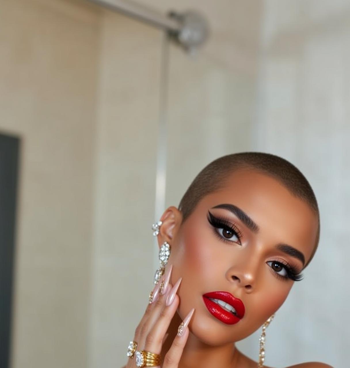 Short Buzz Cut Glamour Portrait reference photo