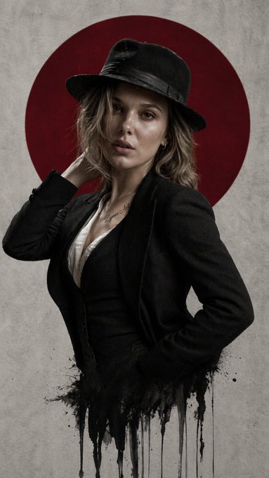 Fedora Suit Jacket Red Circle Ink Splatter