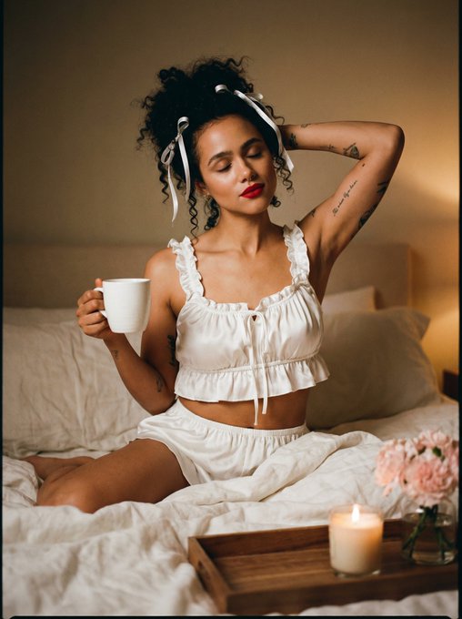 Satin Pajamas Bedside Candle Pink Flowers