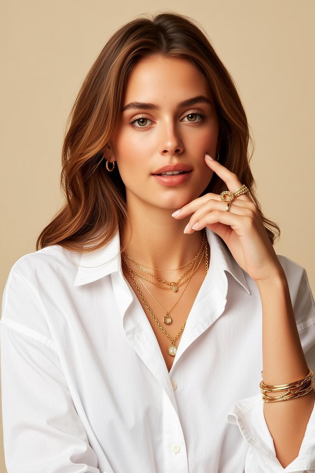 Luxury Young Long Wavy Brown Light Subtle reference photo