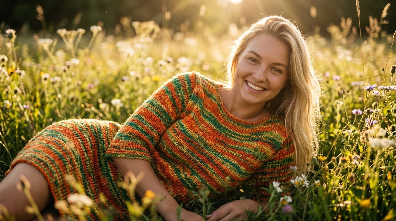 Exquisite Enter Your Choice Colors Knitted Dress In Lush Meadow reference photo