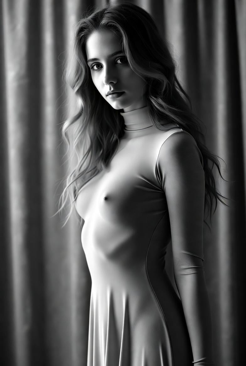 Black And White Woman Neutral Expression Hip Pose