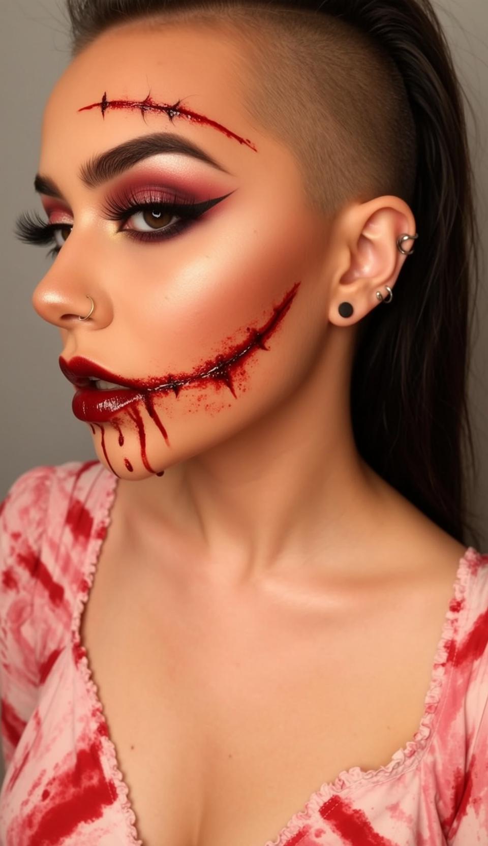 Halloween Makeup Dramatic Black Shaved One Side reference photo