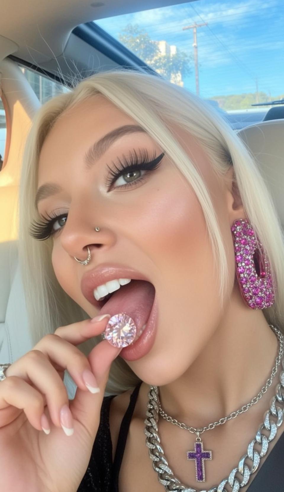 Pink Gem Car Selfie reference photo