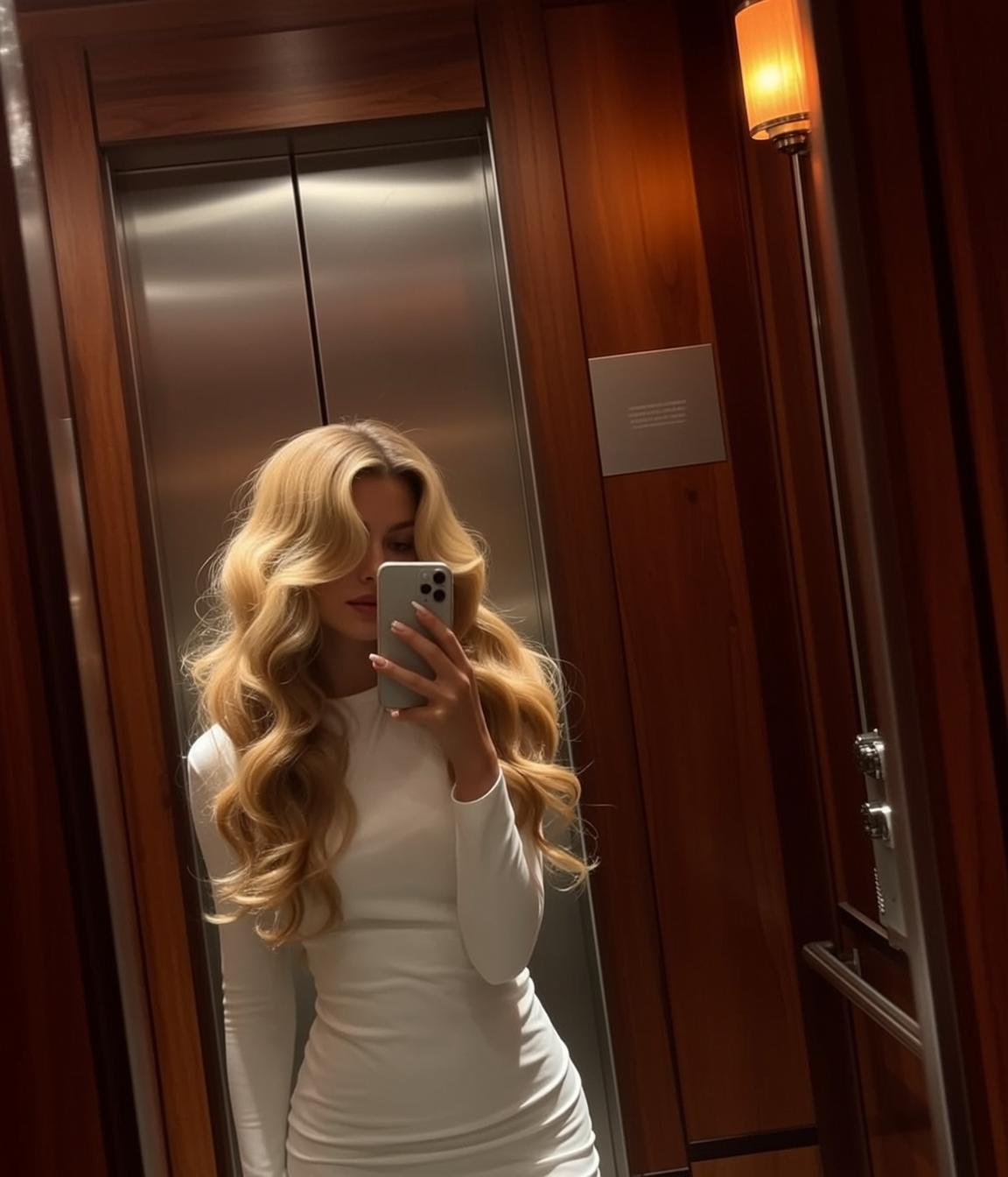 Elevator Selfie White Dress reference photo