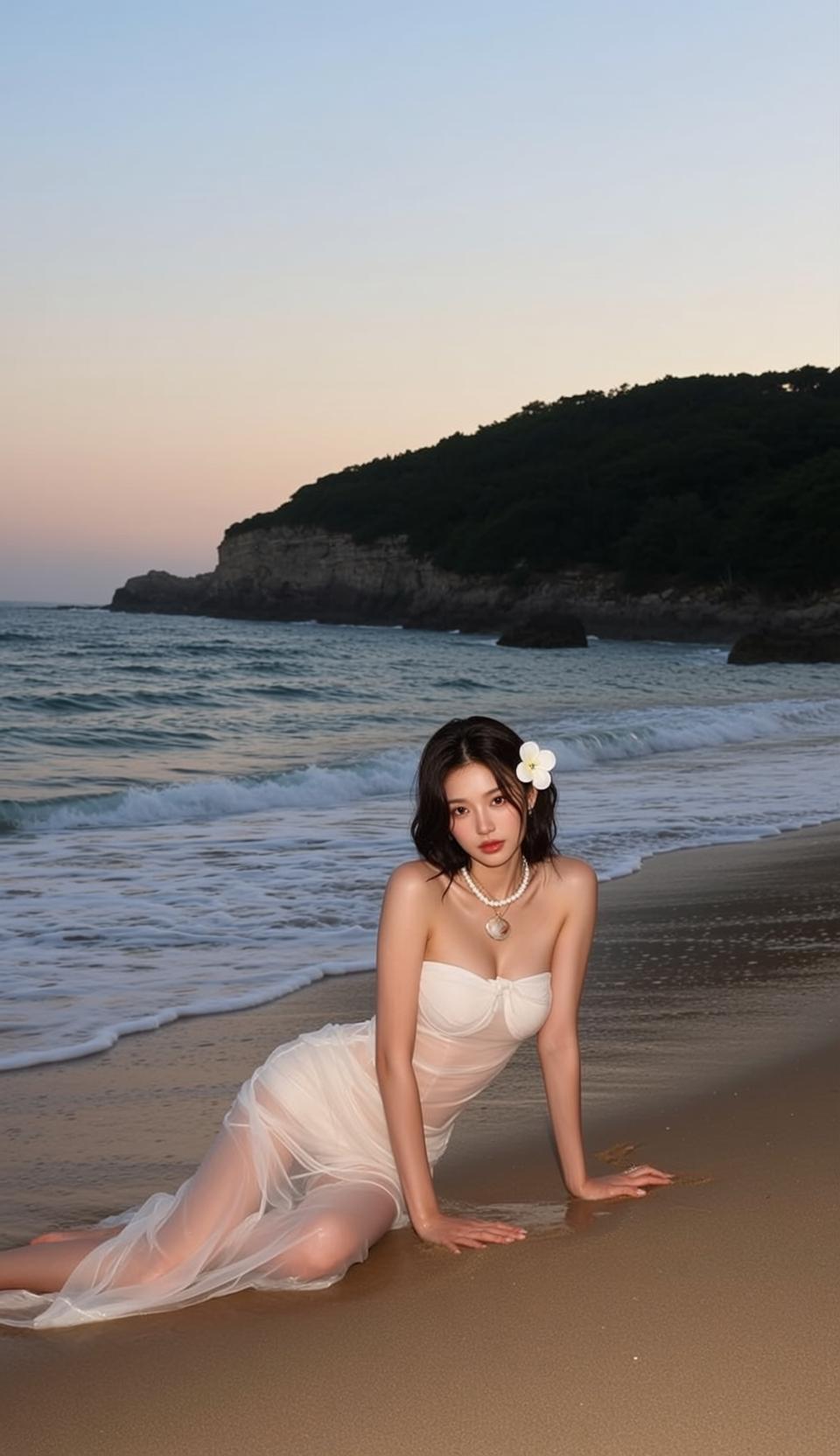 Pearl Necklace Beach Portrait reference photo