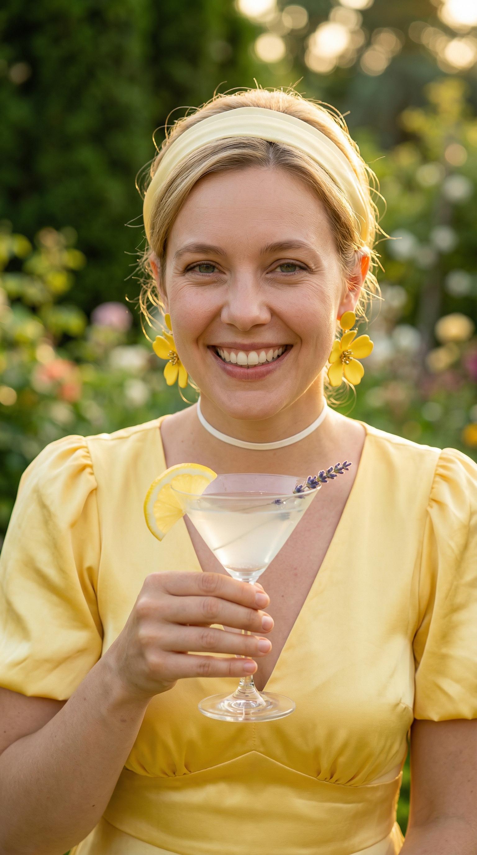 Sunny Summer Woman Martini Glass Yellow Headband