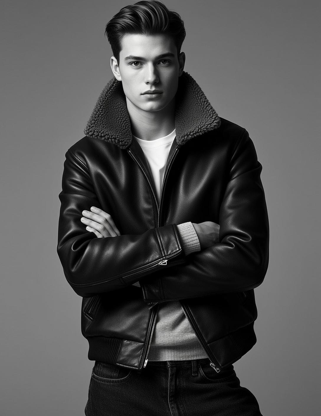 Leather Bomber Street Portrait reference photo