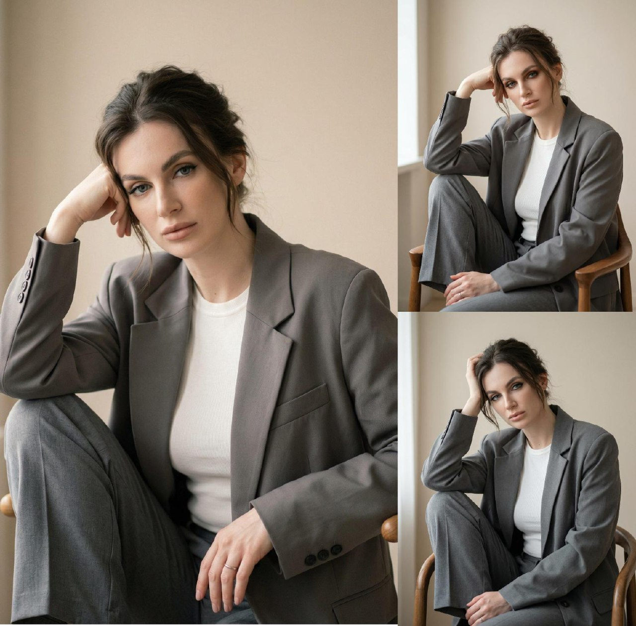 Realistic Woman Neutral Interior Portrait