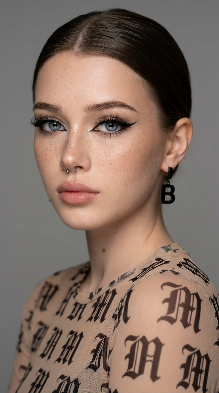 Realistic Woman Face Studio Portrait