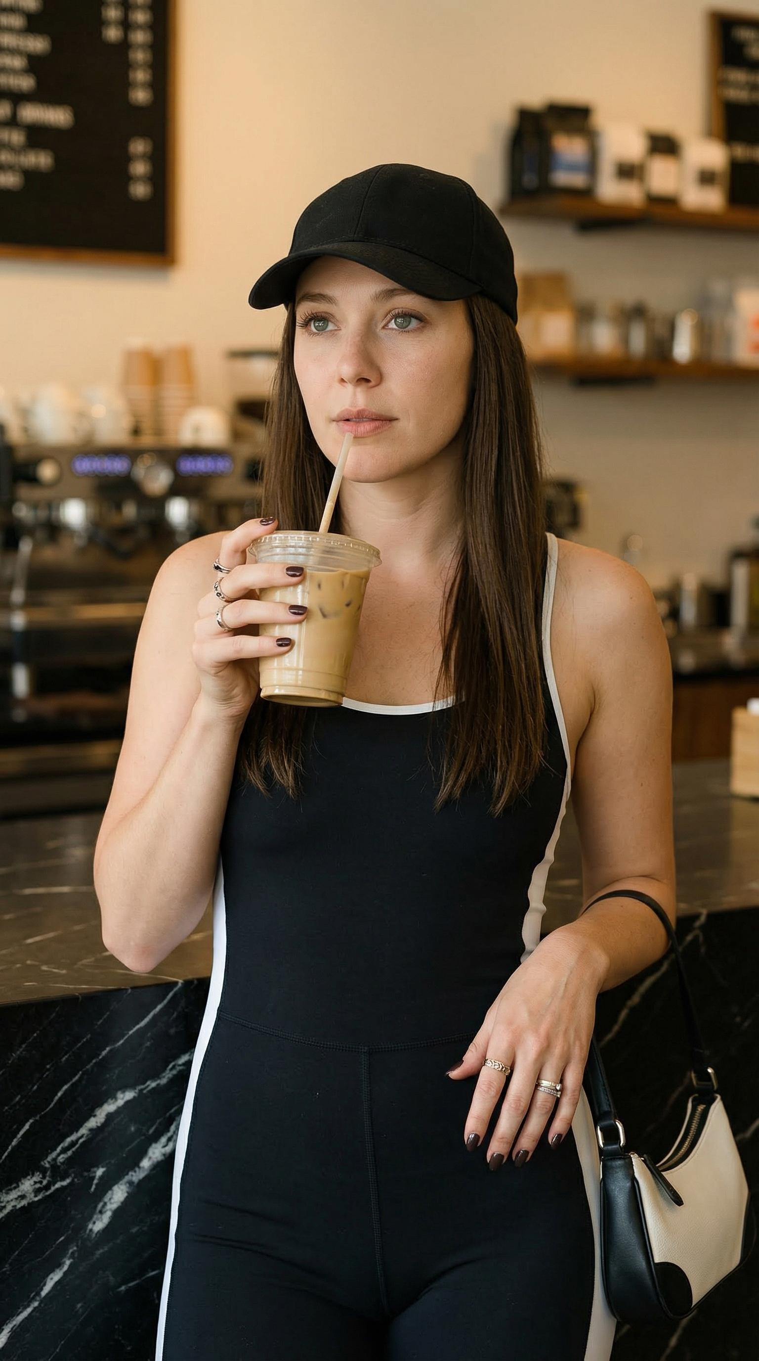 Black Sports Dress Baseball Cap Pensive