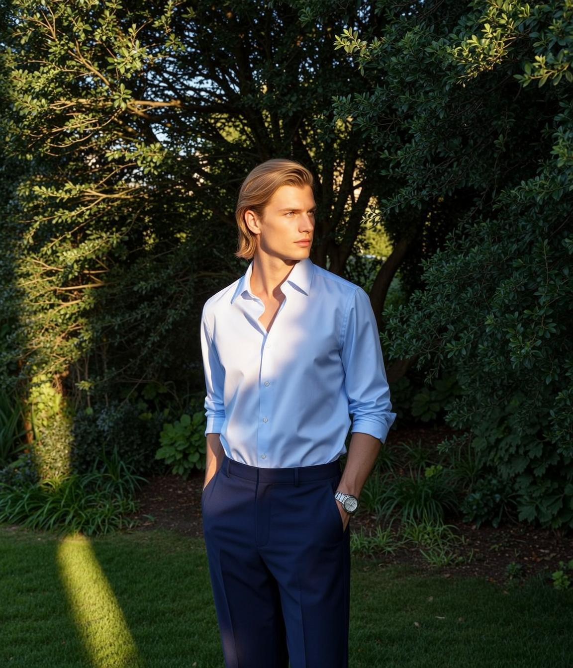 Young Blond Medium Length Parted Fair Light reference photo