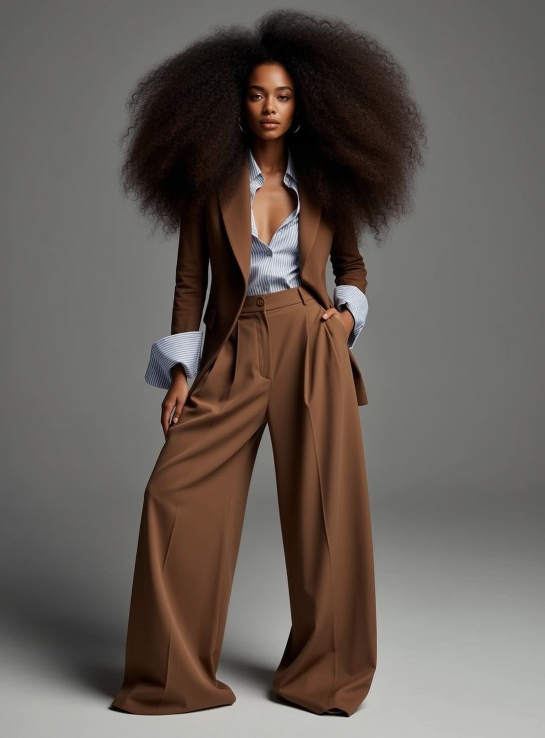 Fashion Week Voluminous Dark Curly Afro Medium reference photo