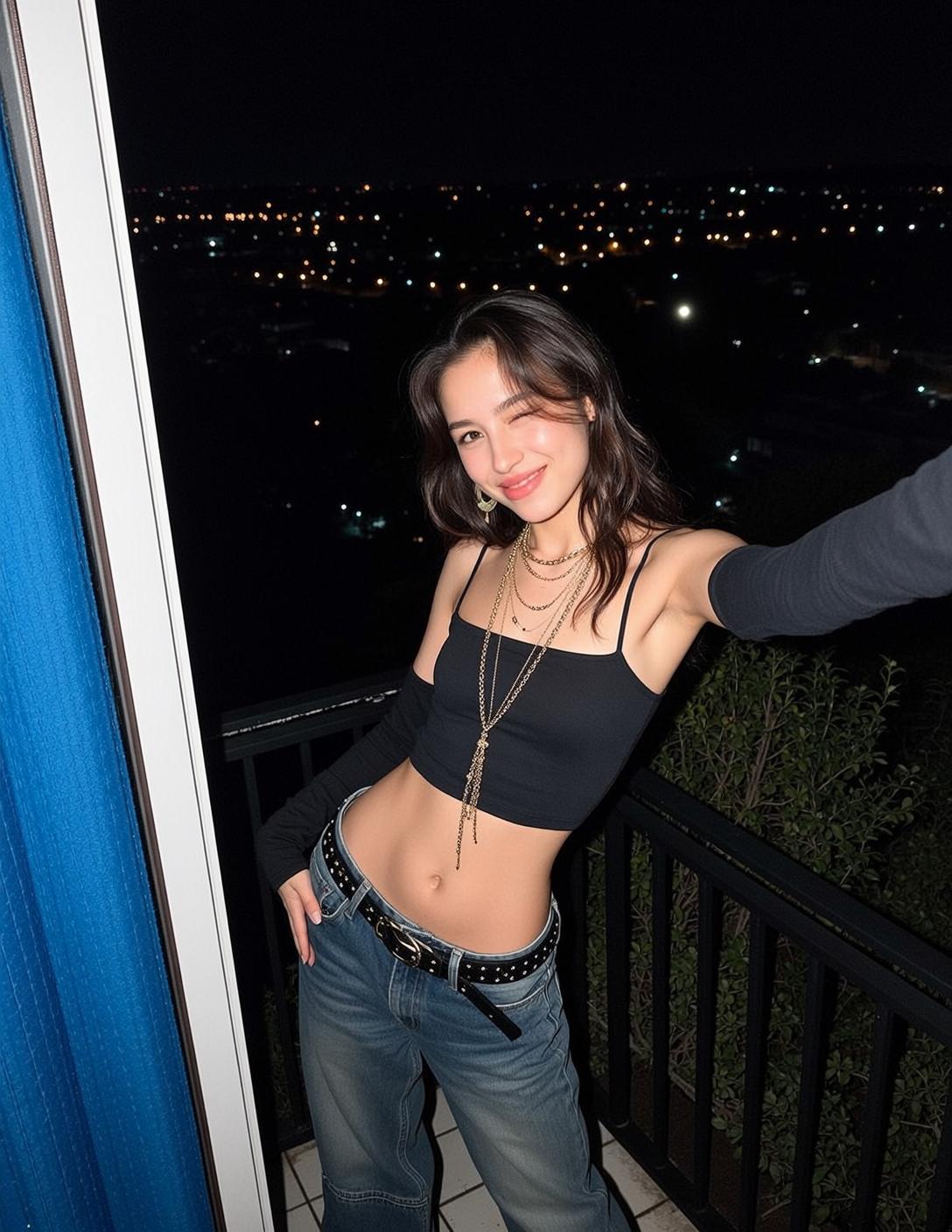 Explore Stands Balcony Night Leaning Slightly Towards reference photo